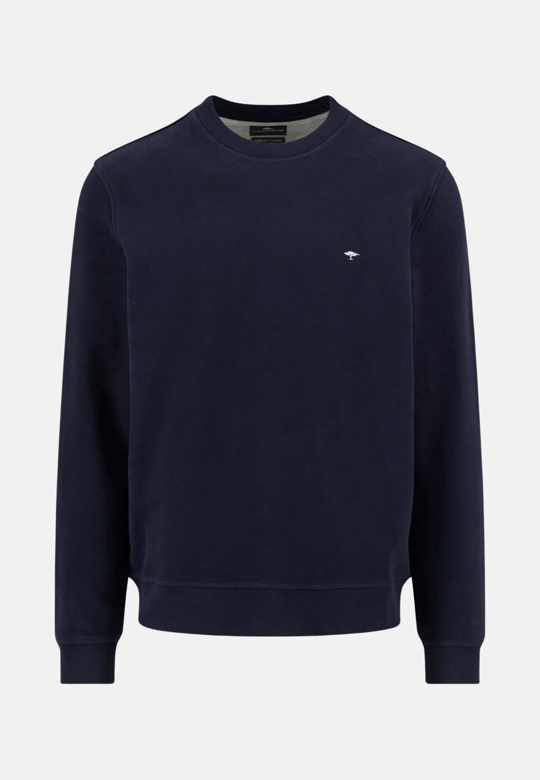 Cotton Crewneck Sweatshirt Navy-Fynch-Hatton UK