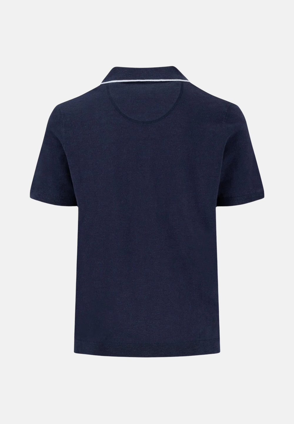 Cotton Linen Knit Polo Shirt Navy-Fynch-Hatton UK