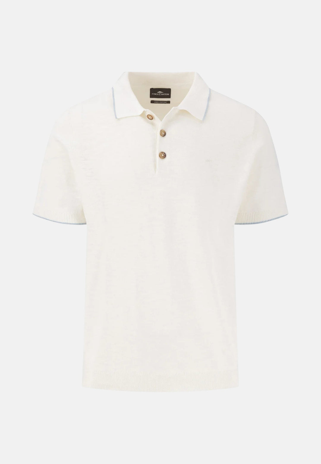 Cotton Linen Knit Polo Shirt New Off White-Fynch-Hatton UK