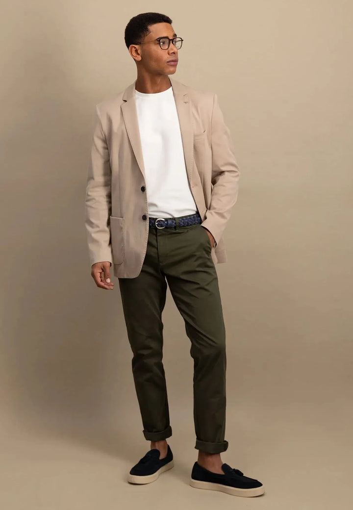 Cotton Twill Blazer Beige-Fynch-Hatton UK