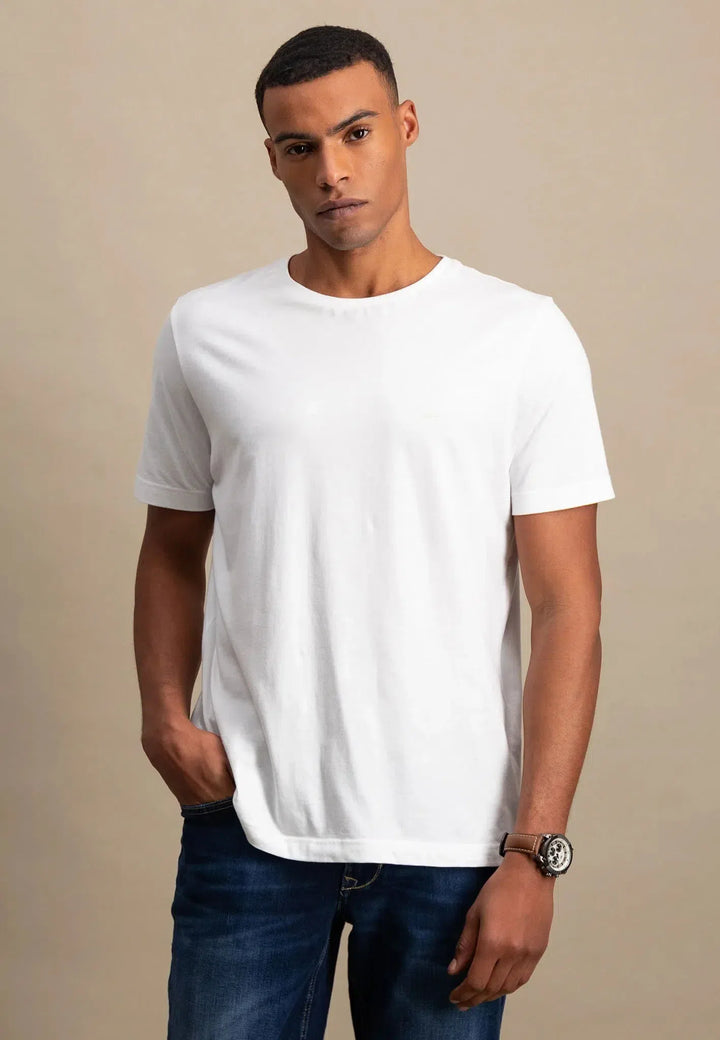 Crew Neck T-Shirt White-Fynch-Hatton UK