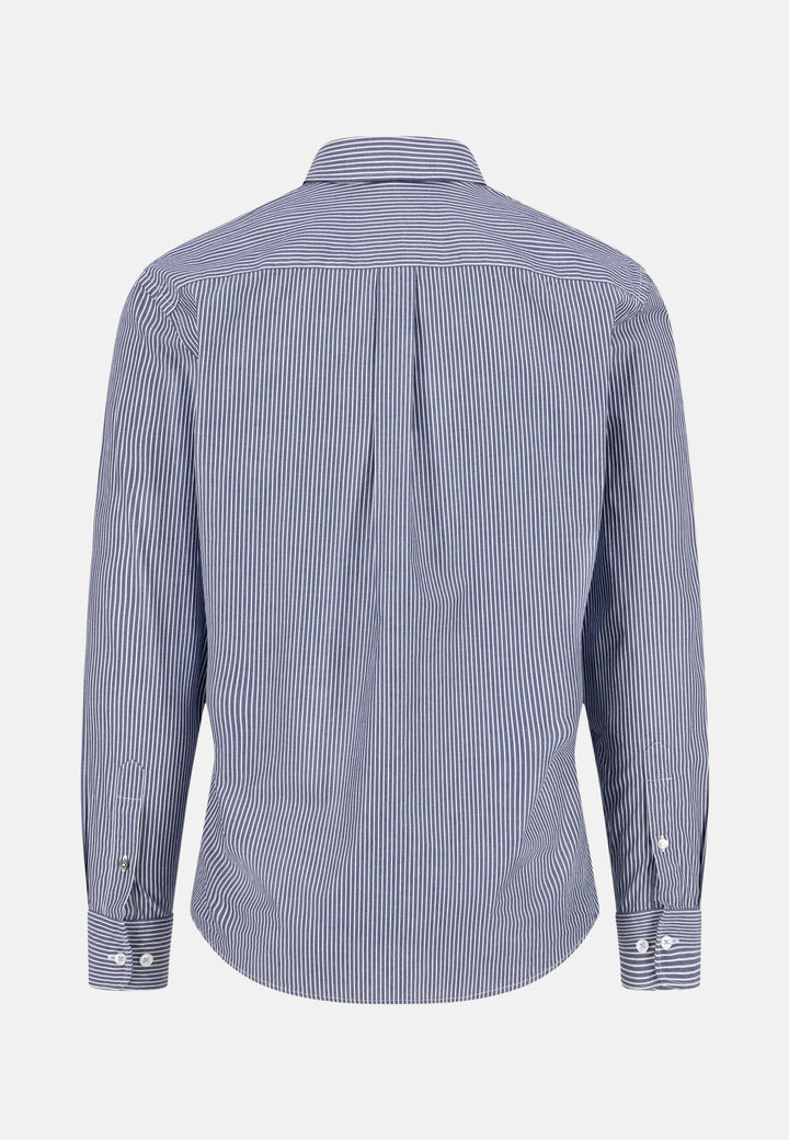 Essential Striped Kent Collar Shirt Navy-Fynch-Hatton UK