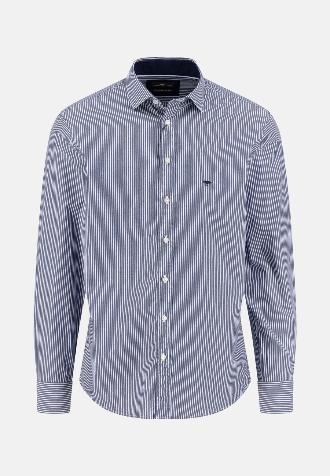 Essential Striped Kent Collar Shirt Navy-Fynch-Hatton UK