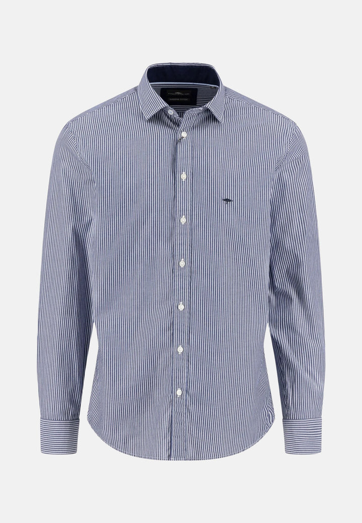 Essential Striped Kent Collar Shirt Navy-Fynch-Hatton UK