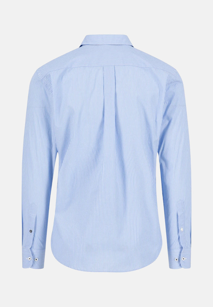 Essential Striped Kent Collar Shirt Soft Blue-Fynch-Hatton UK
