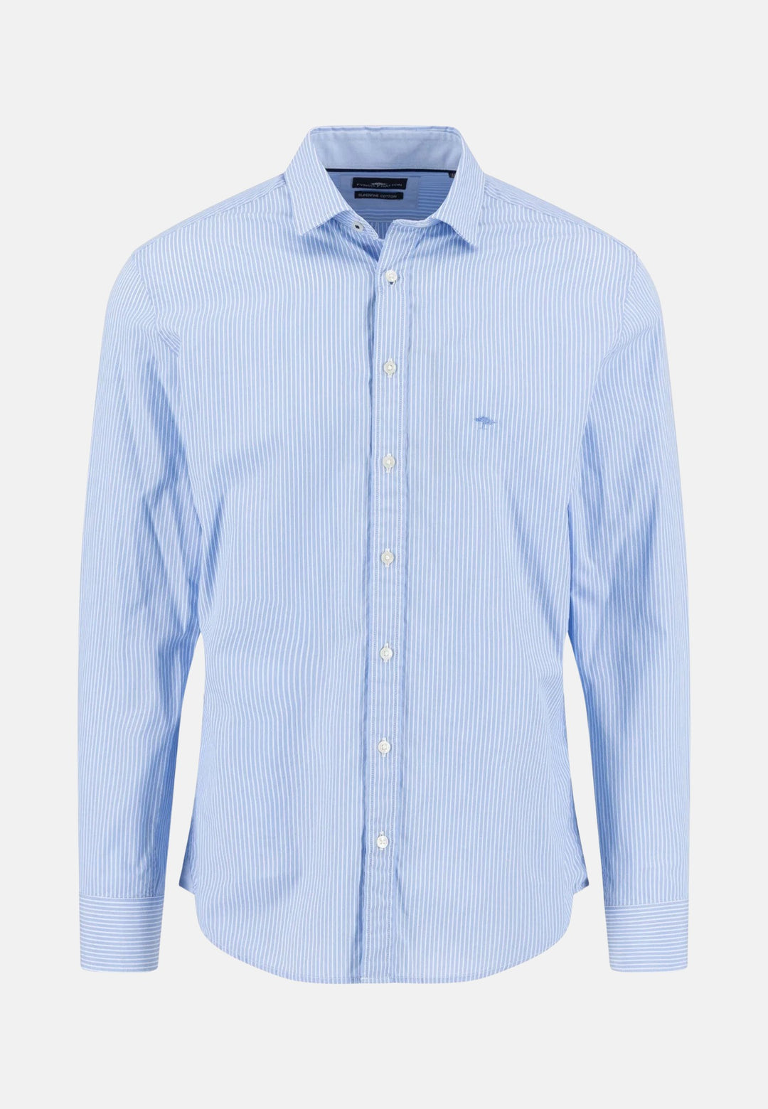 Essential Striped Kent Collar Shirt Soft Blue-Fynch-Hatton UK