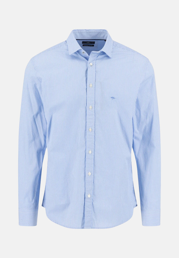 Essential Striped Kent Collar Shirt Soft Blue-Fynch-Hatton UK