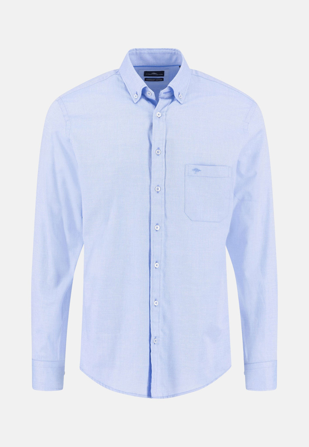 Essential Textured Dobby Shirt Crystal Blue-Fynch-Hatton UK