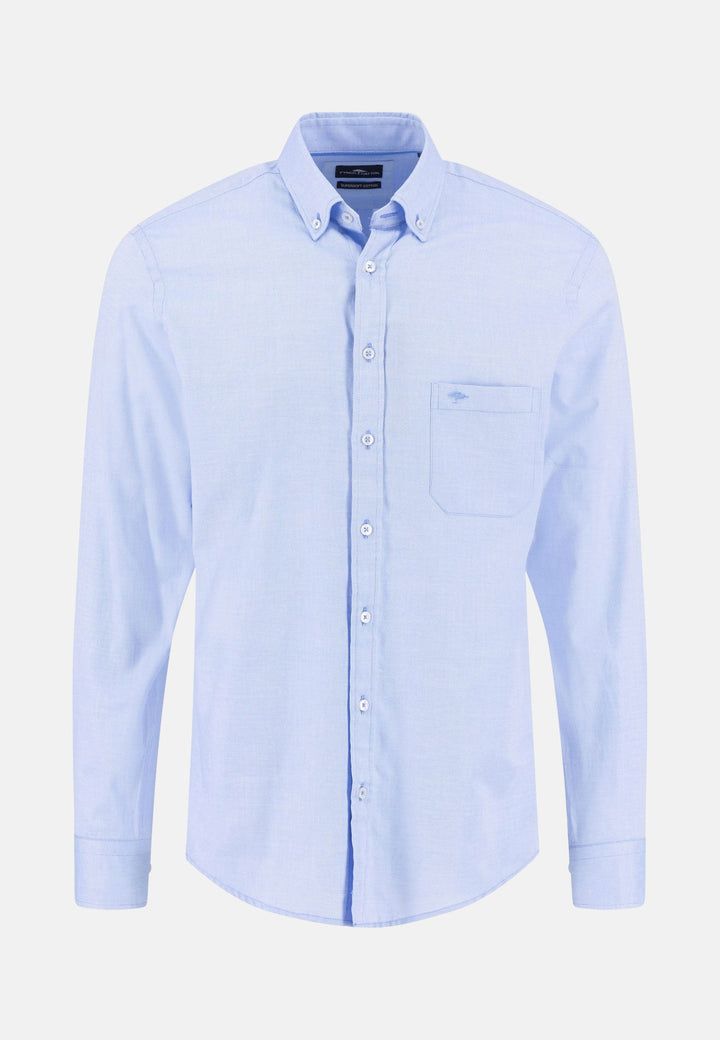 Essential Textured Dobby Shirt Crystal Blue-Fynch-Hatton UK