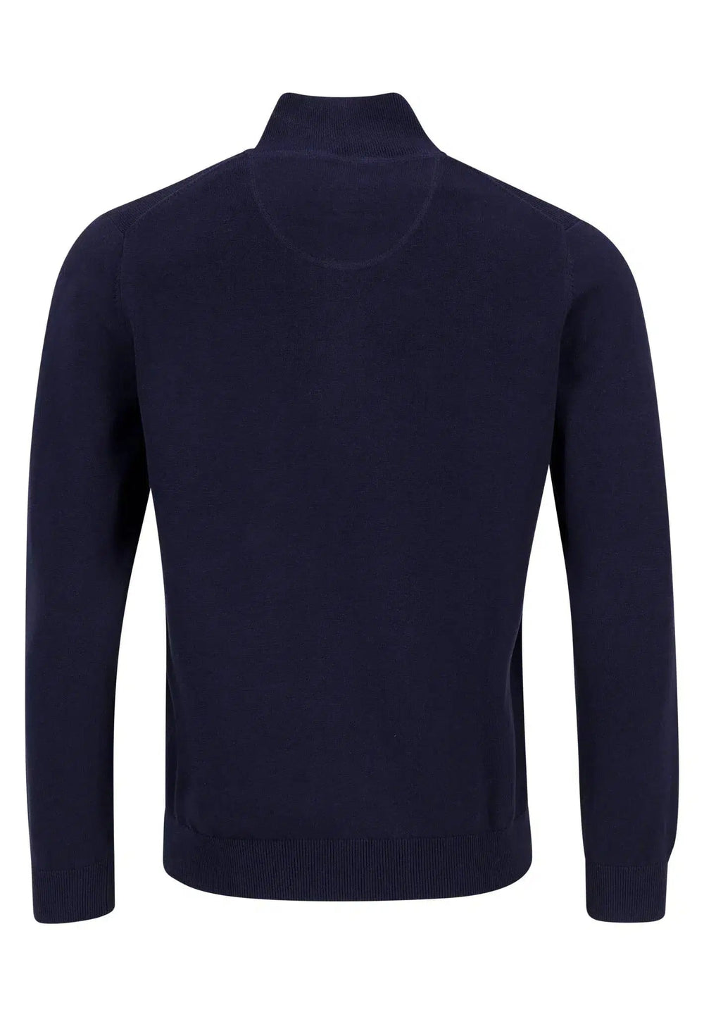 FINE KNIT 1/4 ZIP COTTON KNIT NAVY-Fynch-Hatton UK