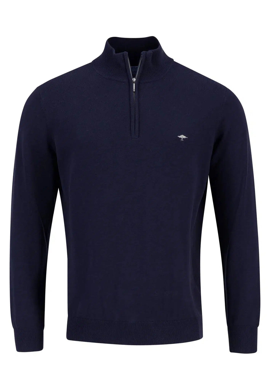 FINE KNIT 1/4 ZIP COTTON KNIT NAVY-Fynch-Hatton UK