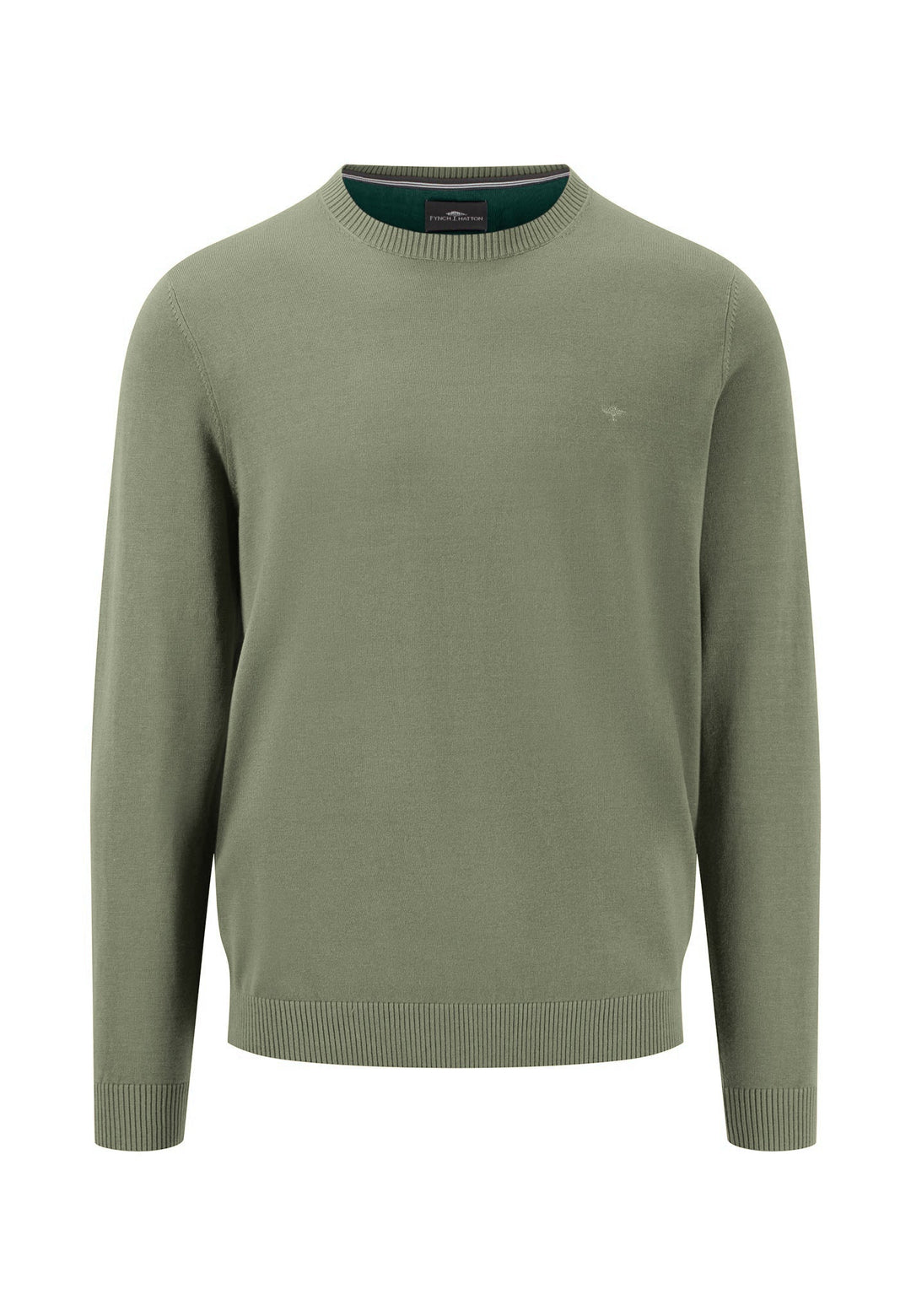 FINE KNIT COTTON SWEATER LIGHT KHAKI-Fynch-Hatton UK