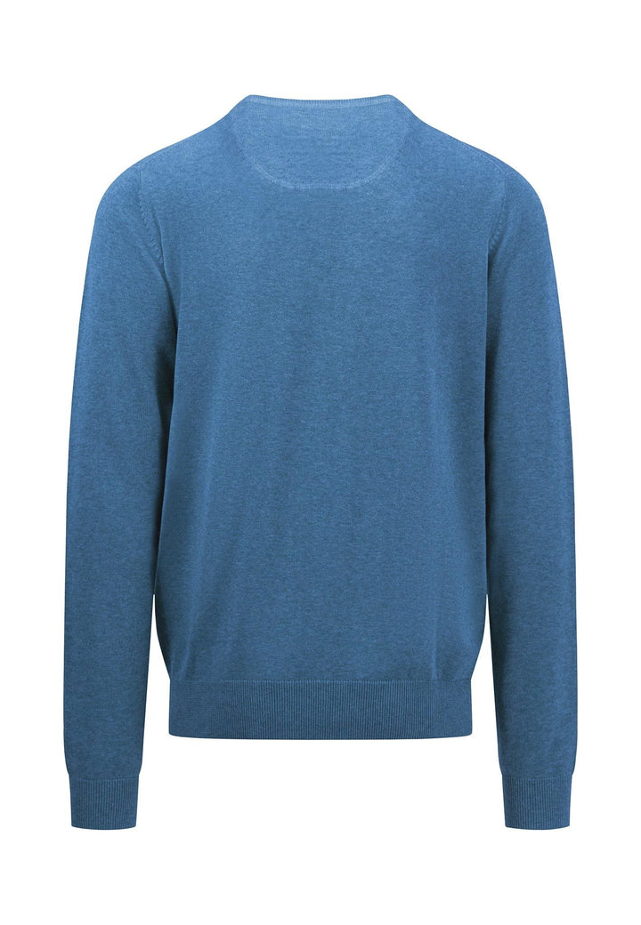 FINE KNIT CREWNECK COTTON KNIT AZURE-Fynch-Hatton UK