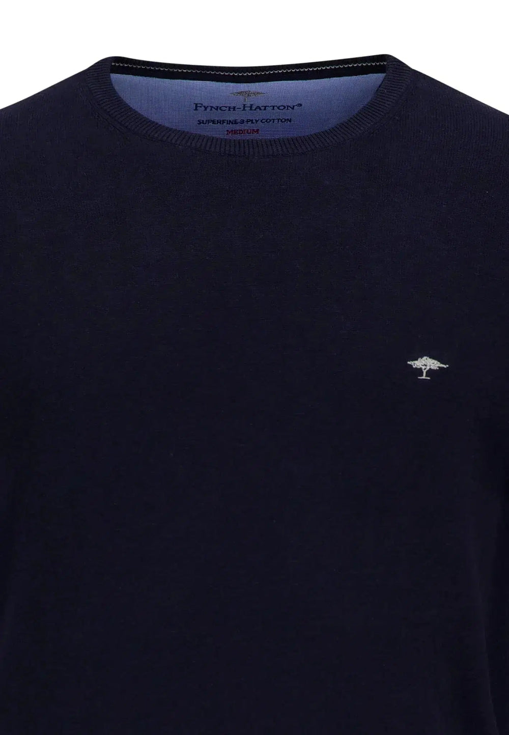 FINE KNIT CREWNECK COTTON KNIT NAVY-Fynch-Hatton UK