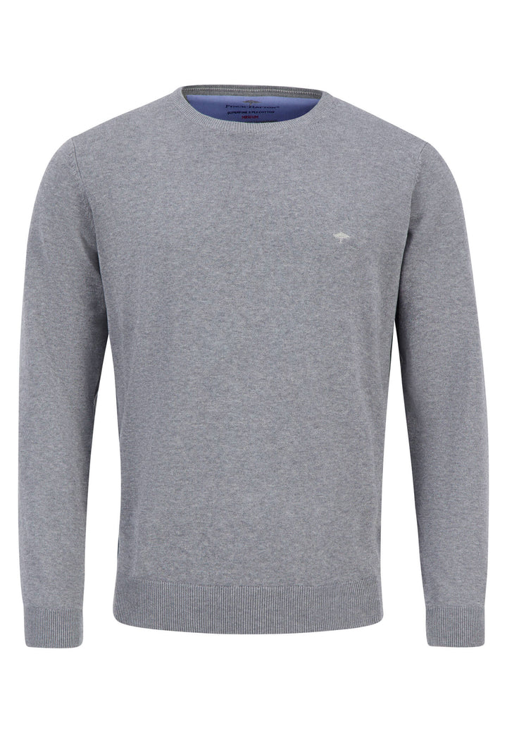 FINE KNIT CREWNECK COTTON KNIT STEEL-Fynch-Hatton UK