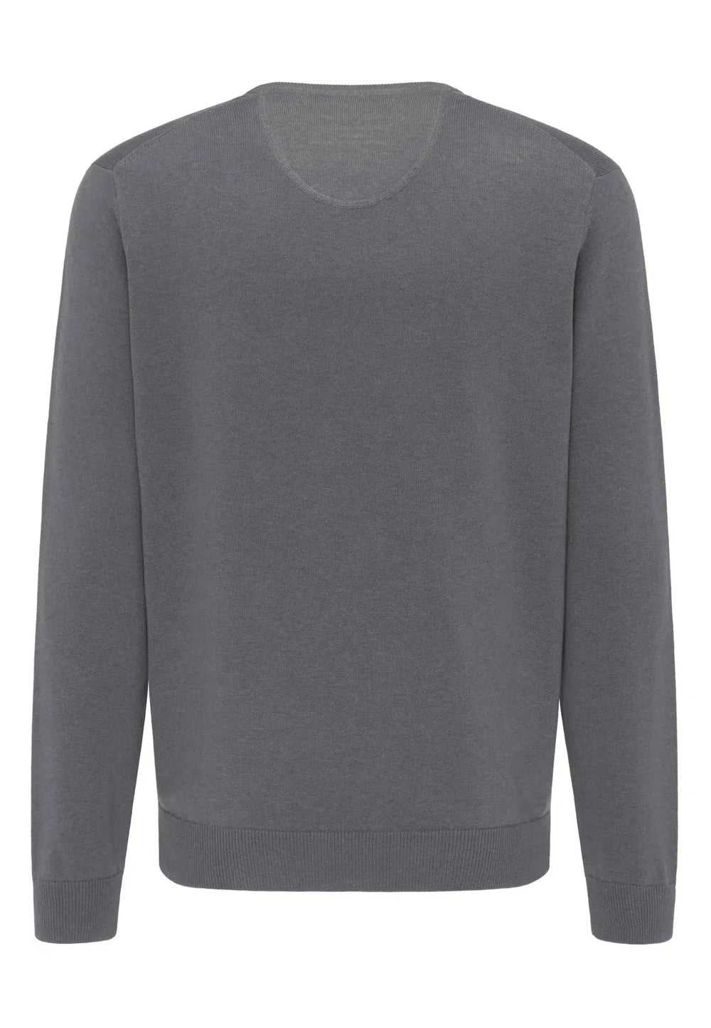 FINE KNIT V-NECK COTTON KNIT STEEL-Fynch-Hatton UK