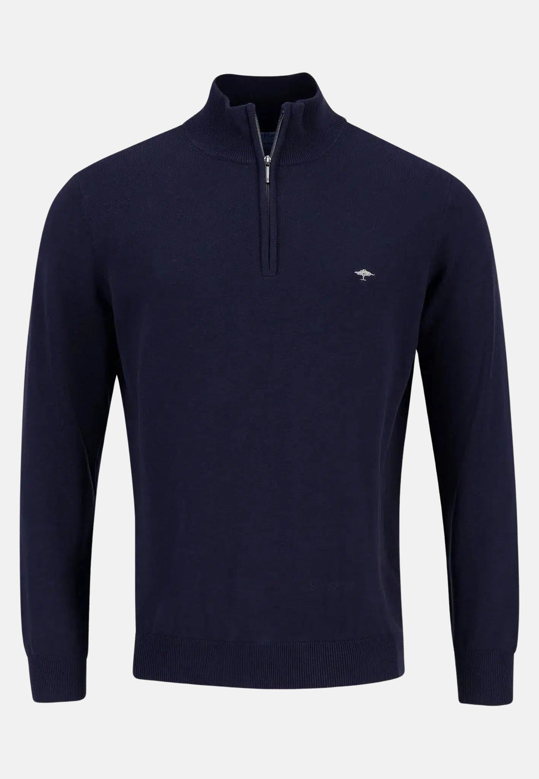 Fine Knit 1/4 Zip Cotton Knit Navy-Fynch-Hatton UK