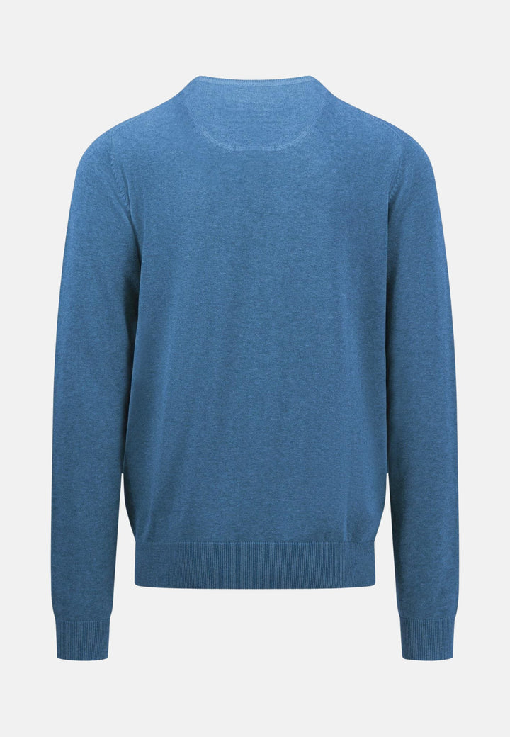 Fine Knit Crewneck Cotton Knit Azure-Fynch-Hatton UK