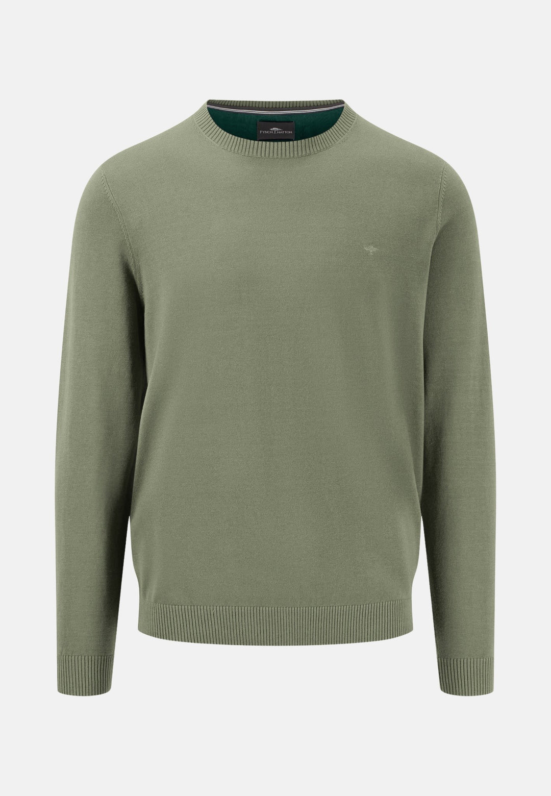 Fine Knit Crewneck Cotton Knit Light Khaki-Fynch-Hatton UK