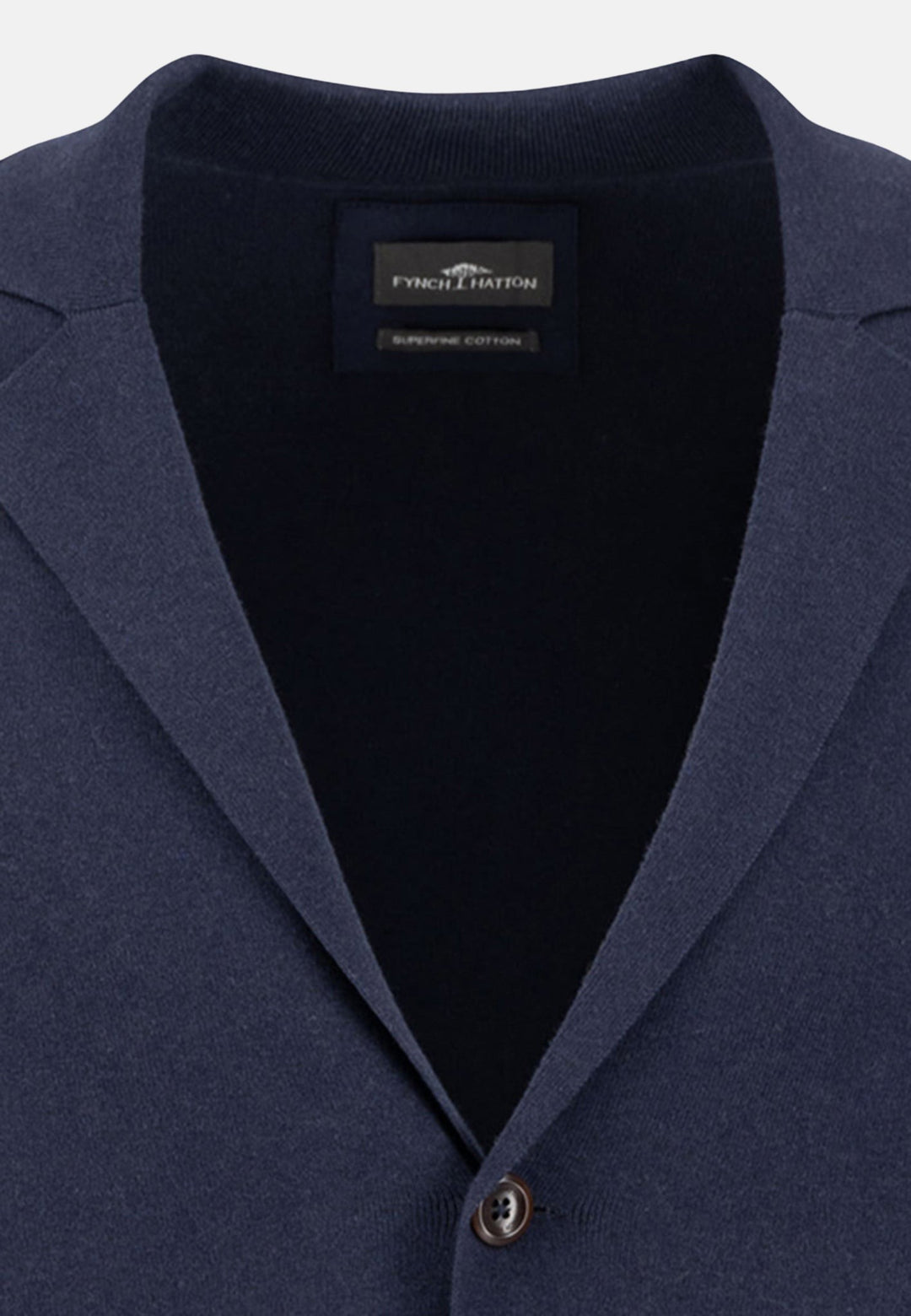 Full Needle Cotton Blazer Navy-Fynch-Hatton UK