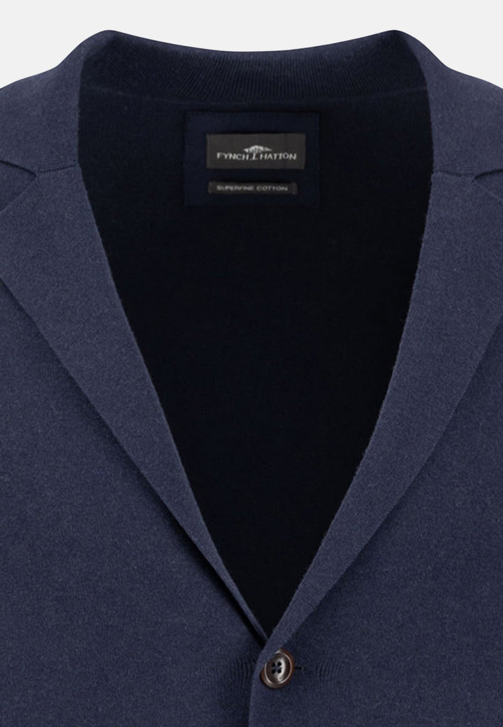 Full Needle Cotton Blazer Navy-Fynch-Hatton UK