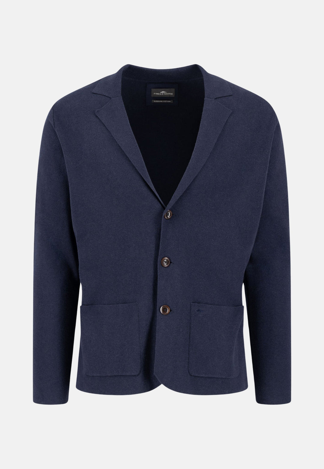 Full Needle Cotton Blazer Navy-Fynch-Hatton UK