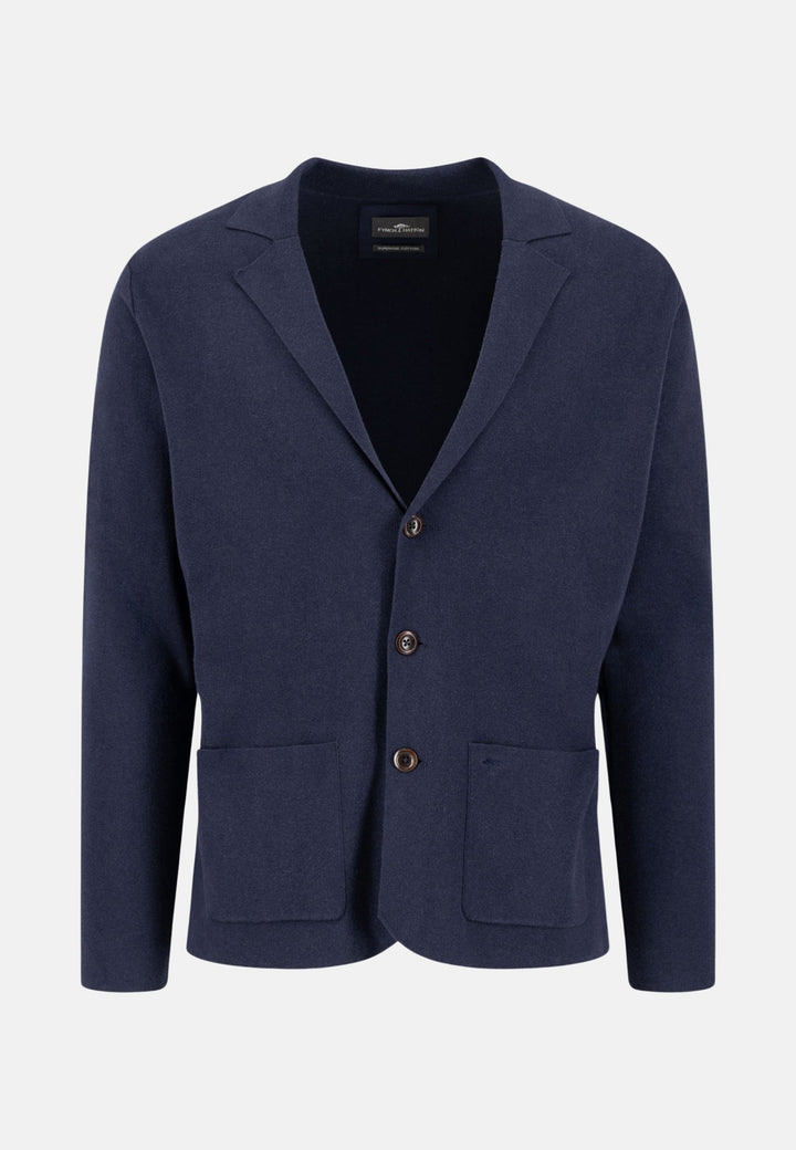 Full Needle Cotton Blazer Navy-Fynch-Hatton UK