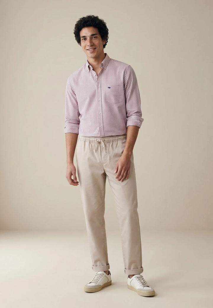 All Season Poplin Stripe Button Down Shirt Grape