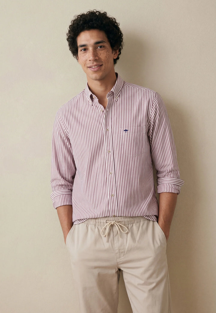 All Season Poplin Stripe Button Down Shirt Grape