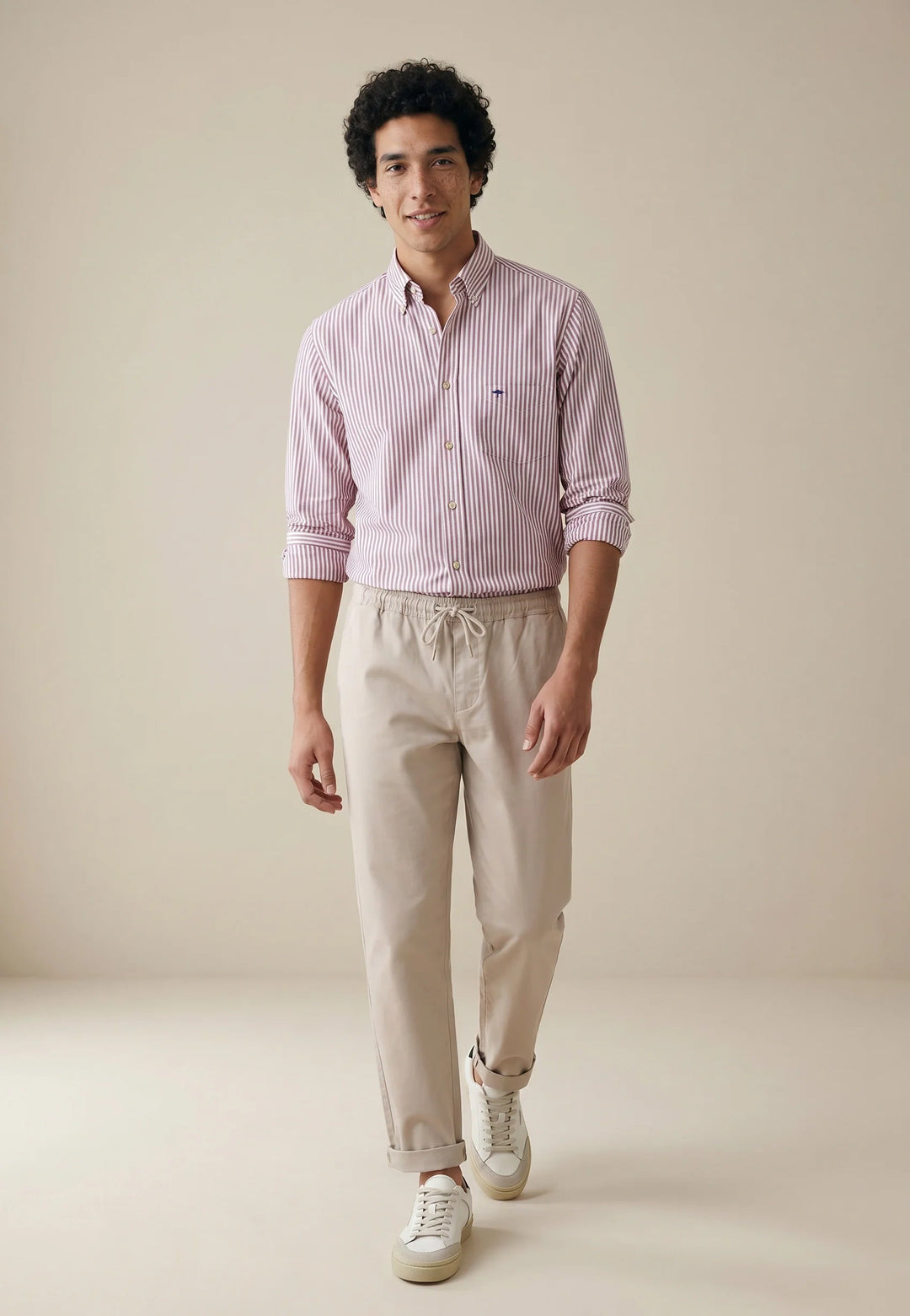 All Season Poplin Stripe Button Down Shirt Grape