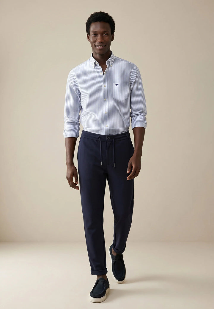 All Season Poplin Stripe Button Down Shirt Light Blue