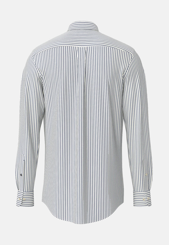 All Season Poplin Stripe Button Down Shirt Navy