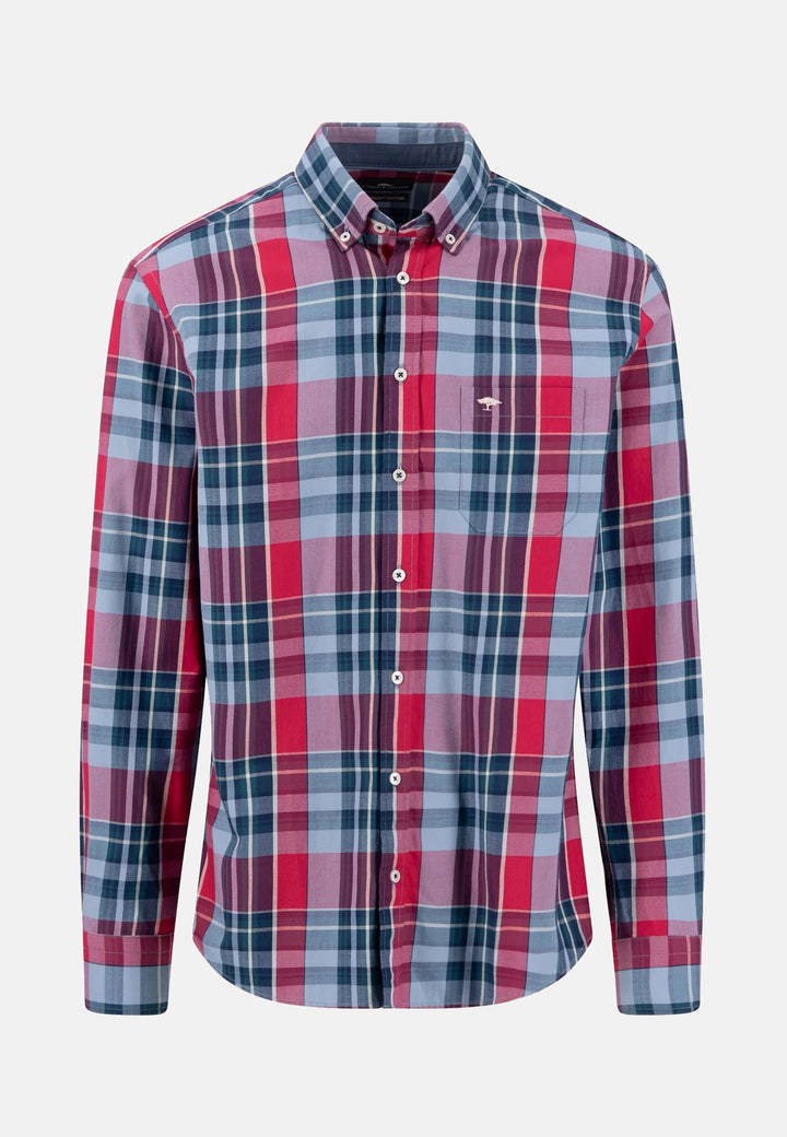 Colorful Check Button Down Shirt Grape