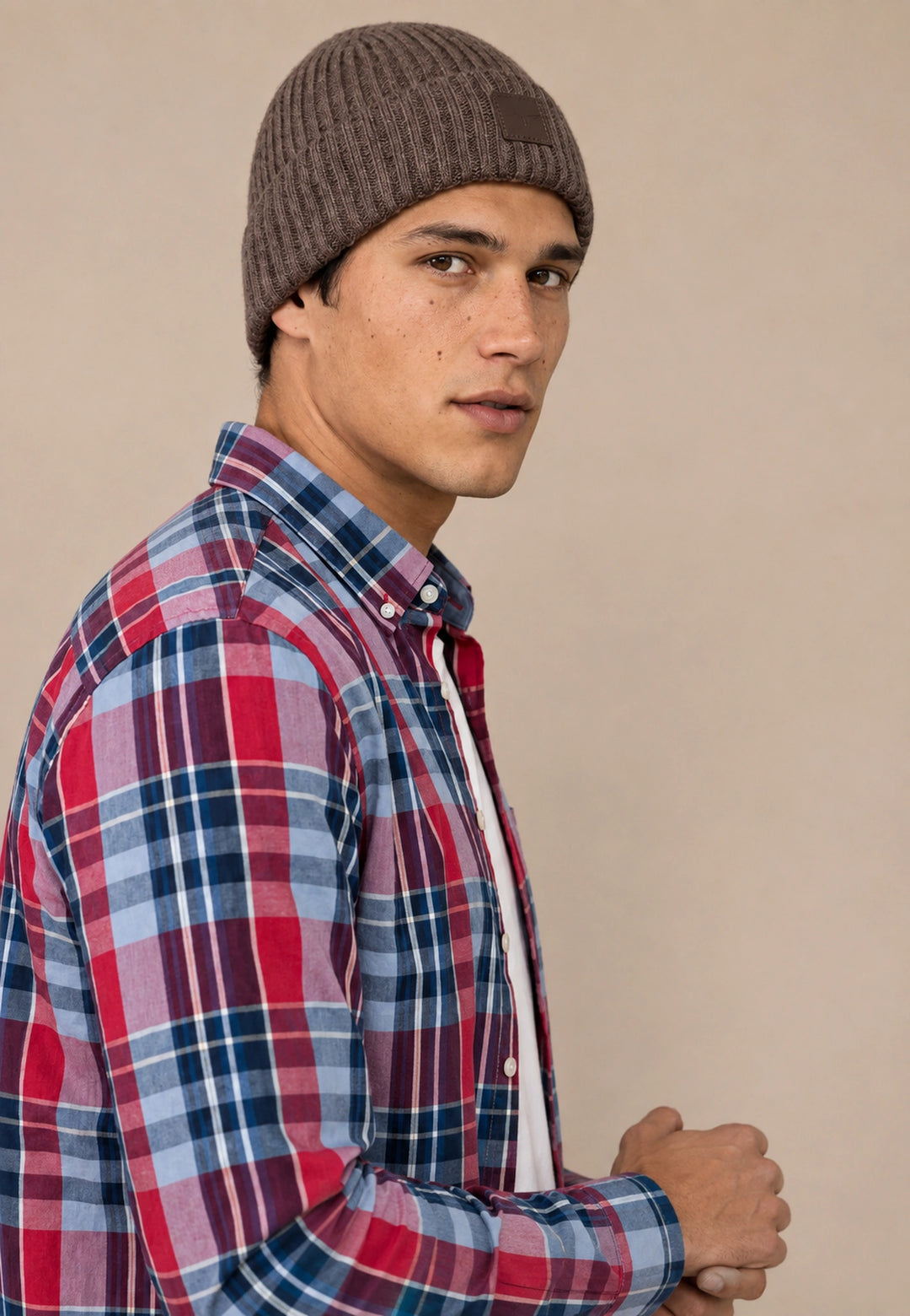 Colorful Check Button Down Shirt Grape