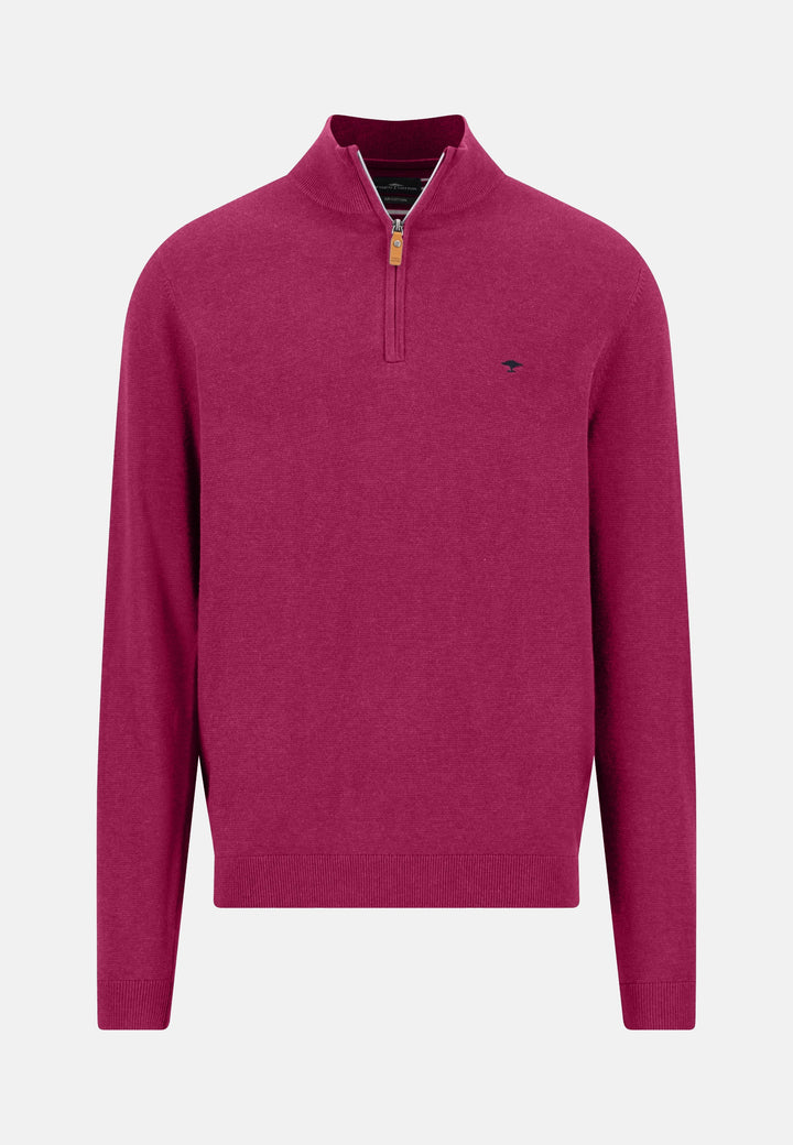 Fine Knit Air Cotton 1/4 Zip Sweater Grape