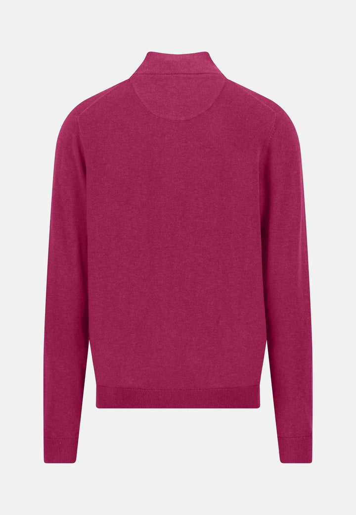 Fine Knit Air Cotton 1/4 Zip Sweater Grape