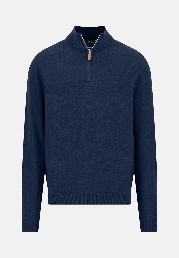 Fine Knit Air Cotton 1/4 Zip Sweater Ink Blue