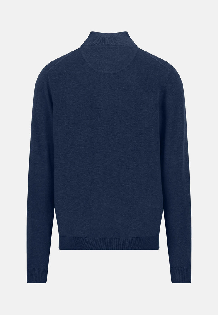 Fine Knit Air Cotton 1/4 Zip Sweater Ink Blue
