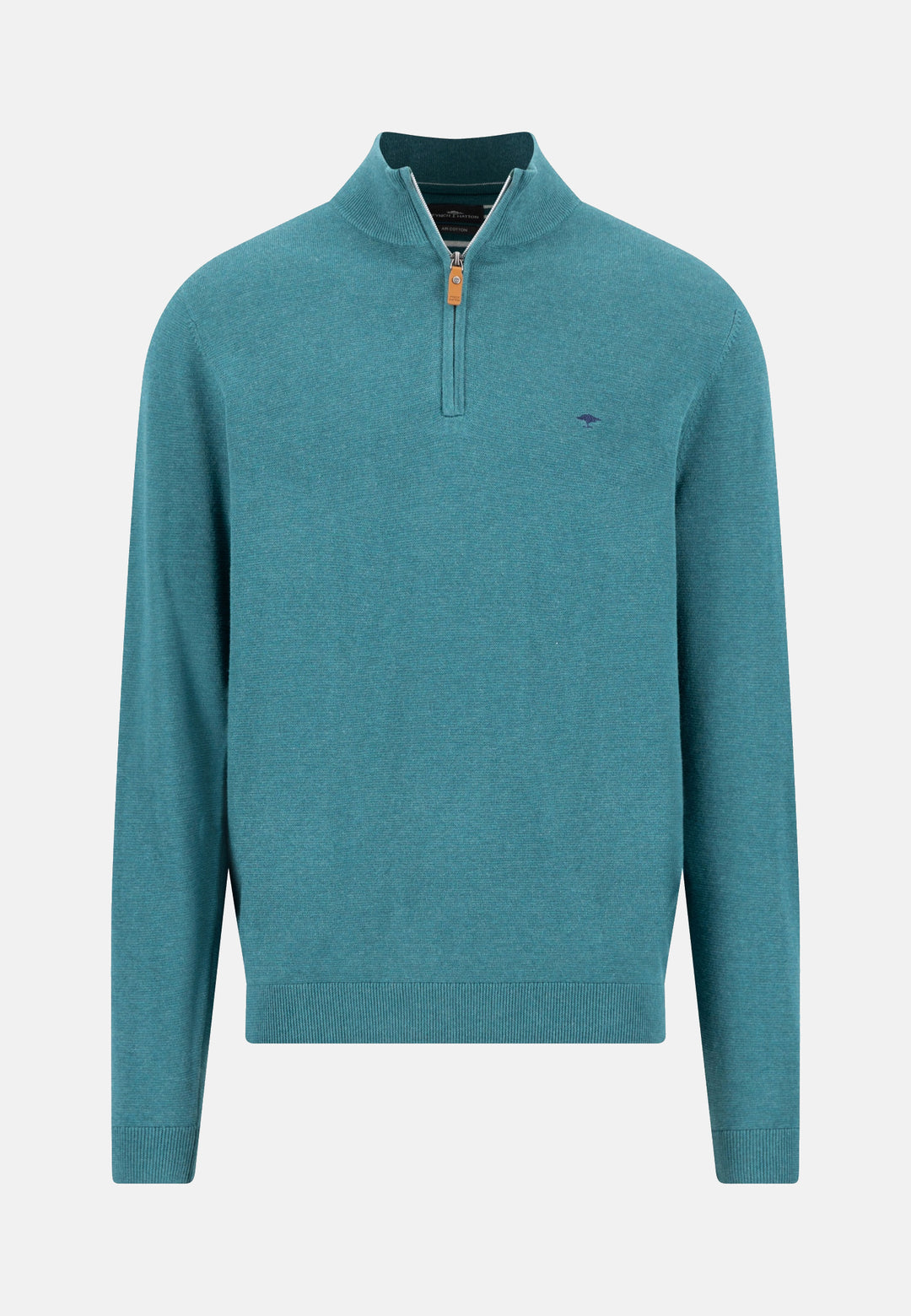 Fine Knit Air Cotton 1/4 Zip Sweater Teal