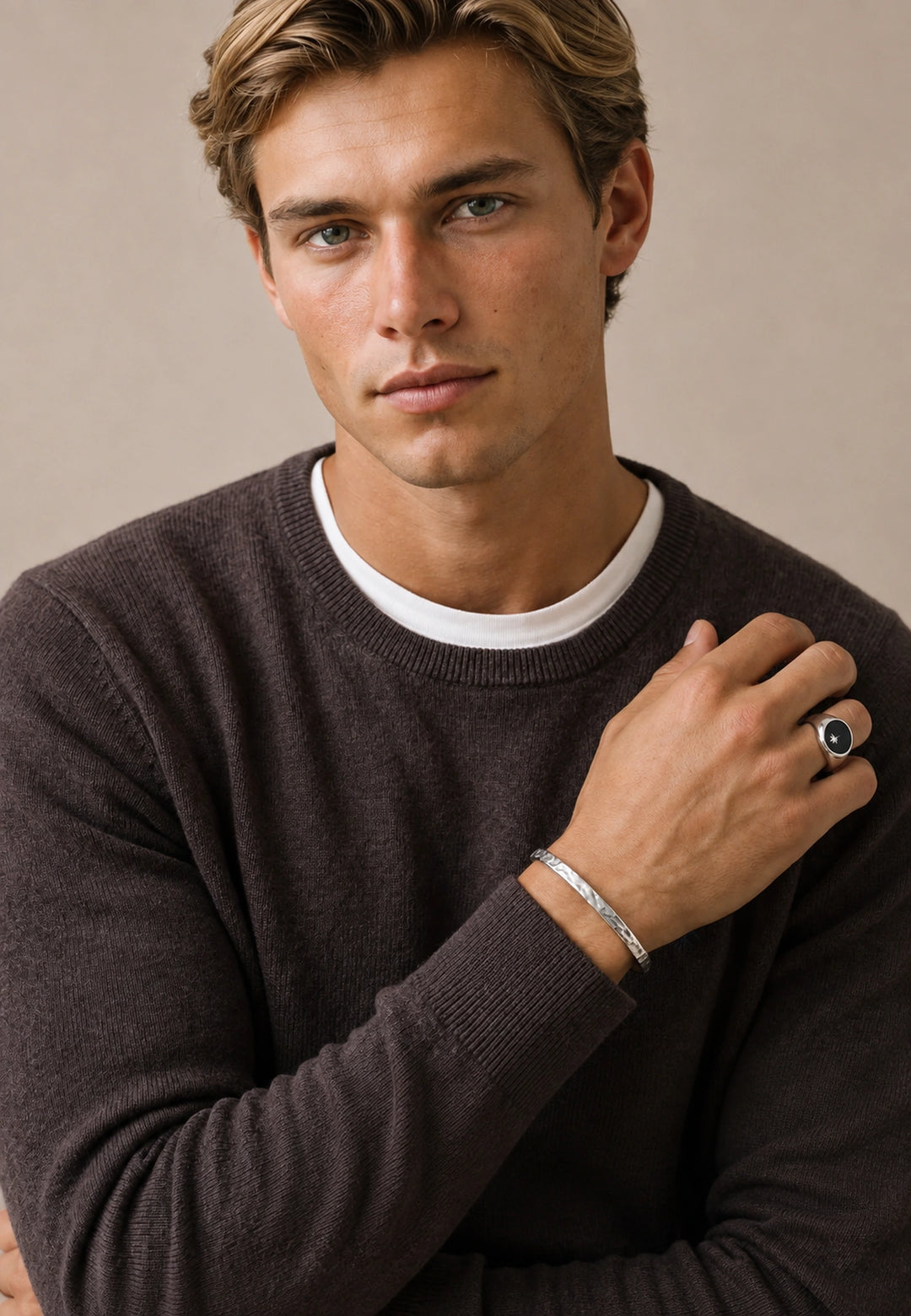 Fine Knit Air Cotton Crewneck Sweater Soil