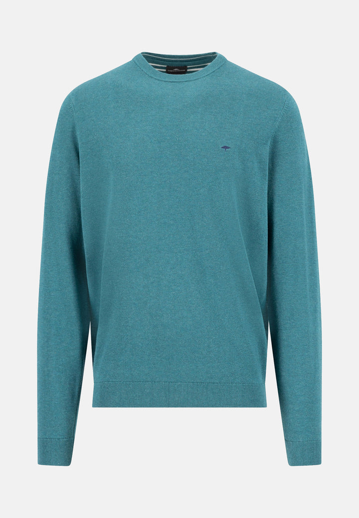 Fine Knit Air Cotton Crewneck Sweater Teal