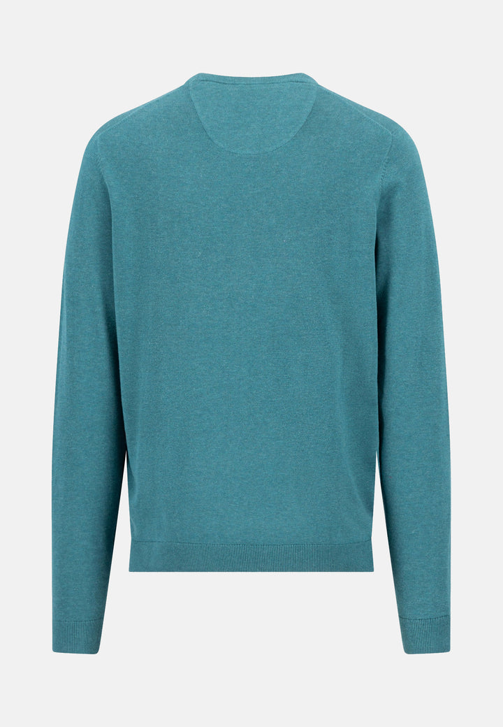 Fine Knit Air Cotton Crewneck Sweater Teal