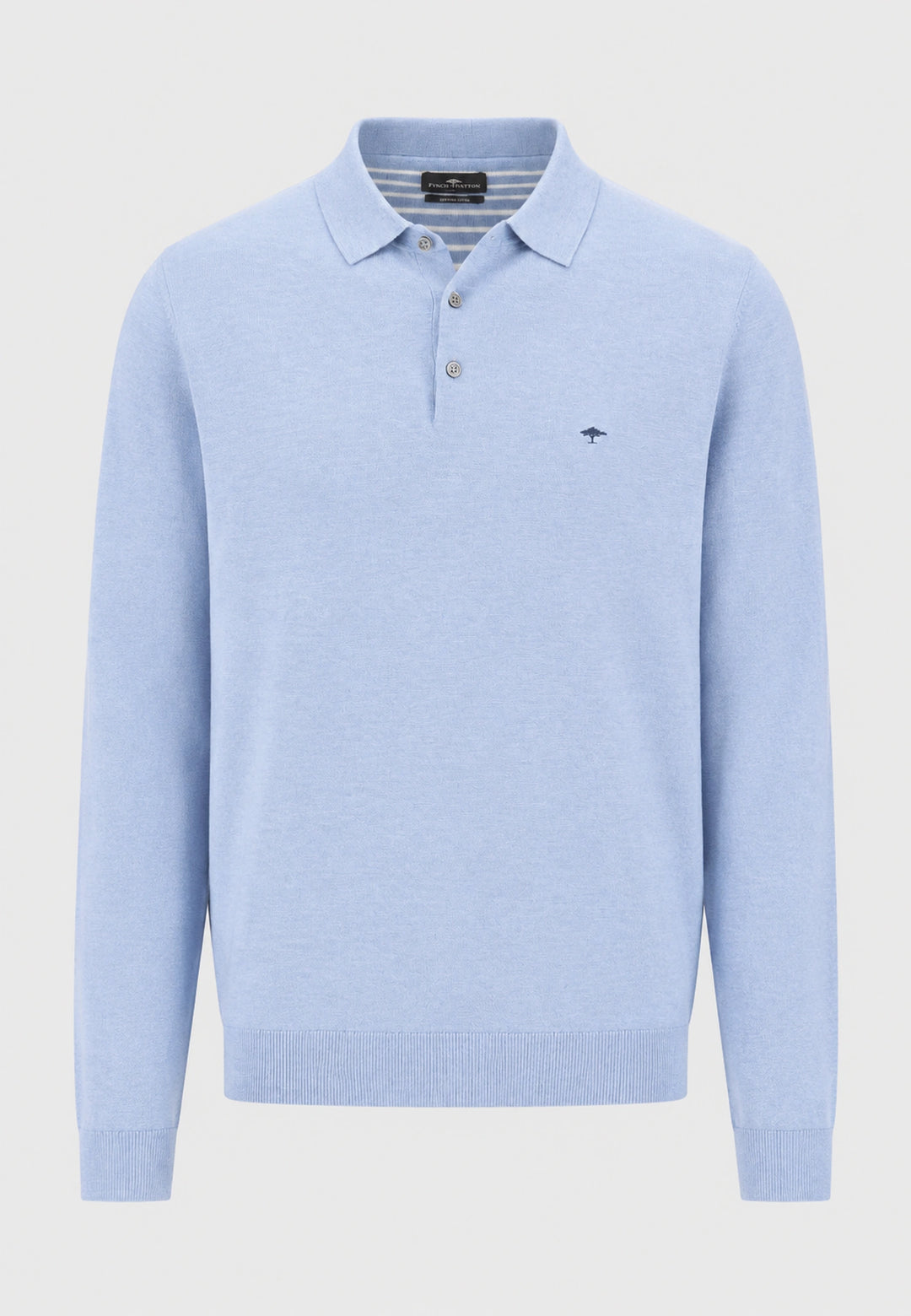 Fine Knit Air Cotton Polo Collar Sweater Air Blue