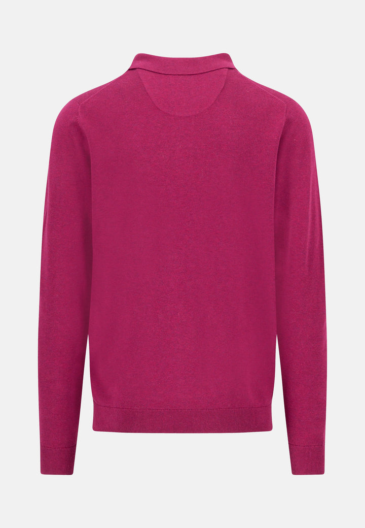 Fine Knit Air Cotton Polo Collar Sweater Grape