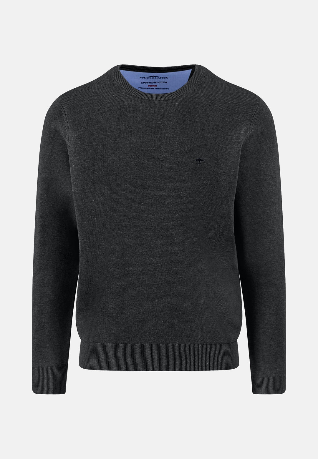 Fine Knit Cotton Crewneck Sweater Black