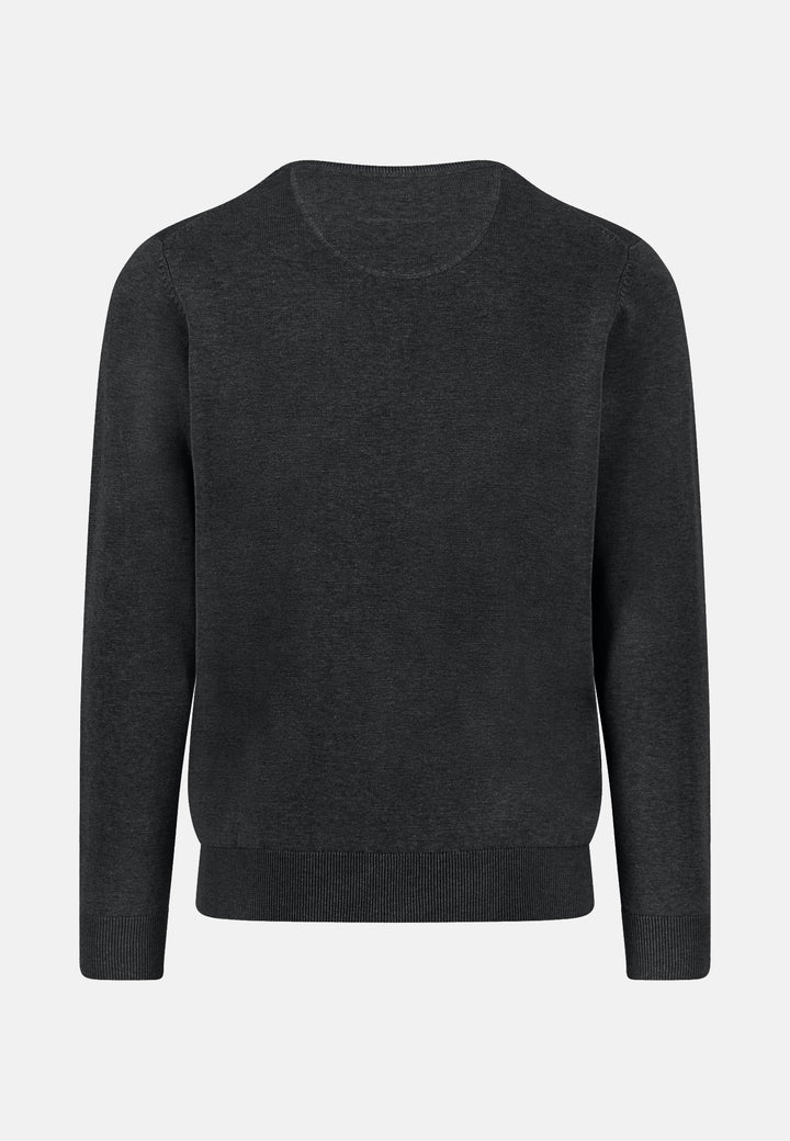 Fine Knit Cotton Crewneck Sweater Black