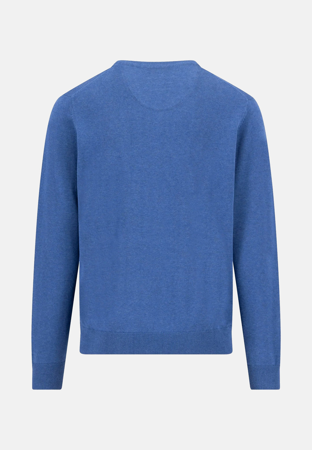 Fine Knit Cotton V-Neck Sweater Ink Blue