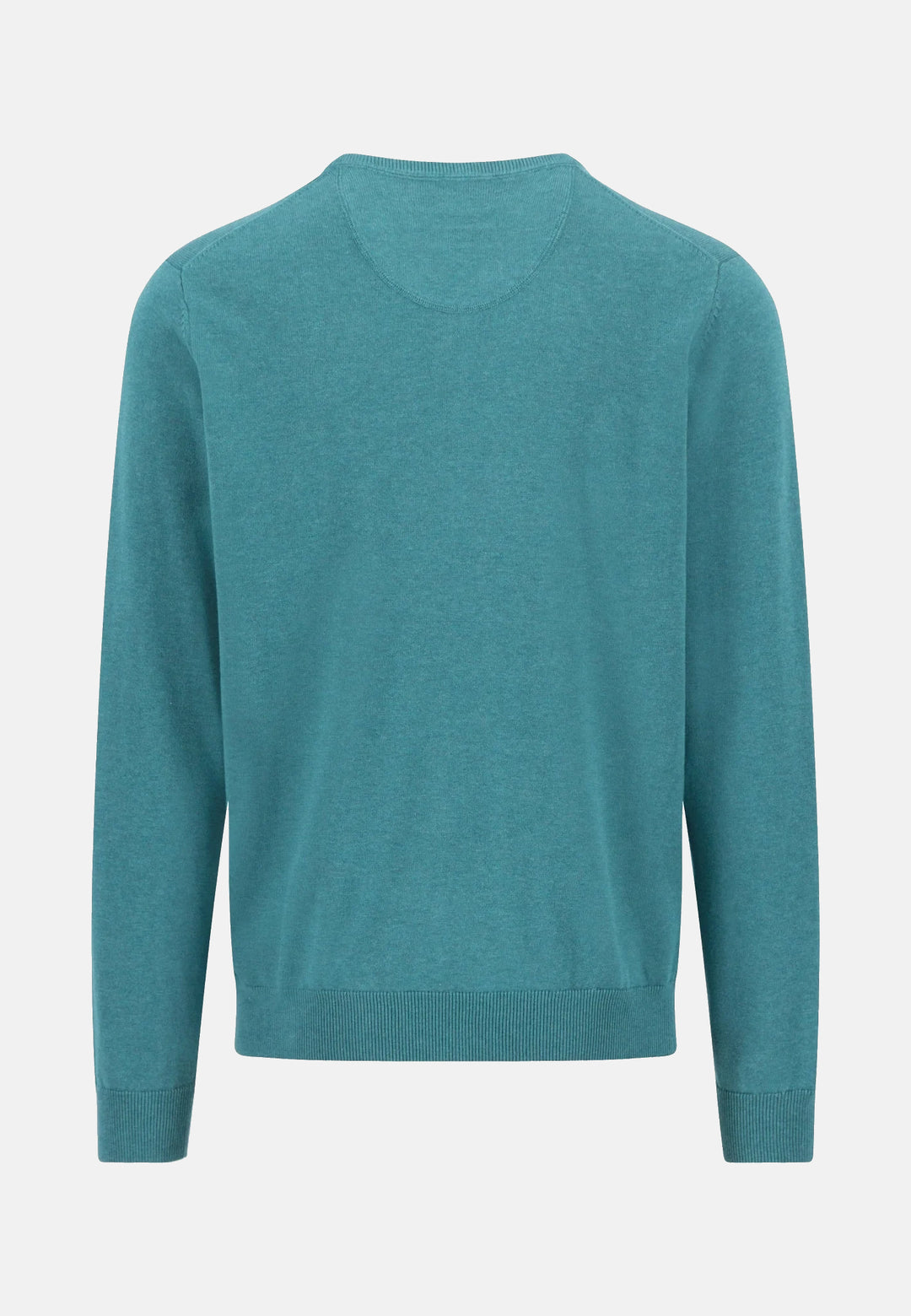 Fine Knit Cotton V-Neck Sweater Teal