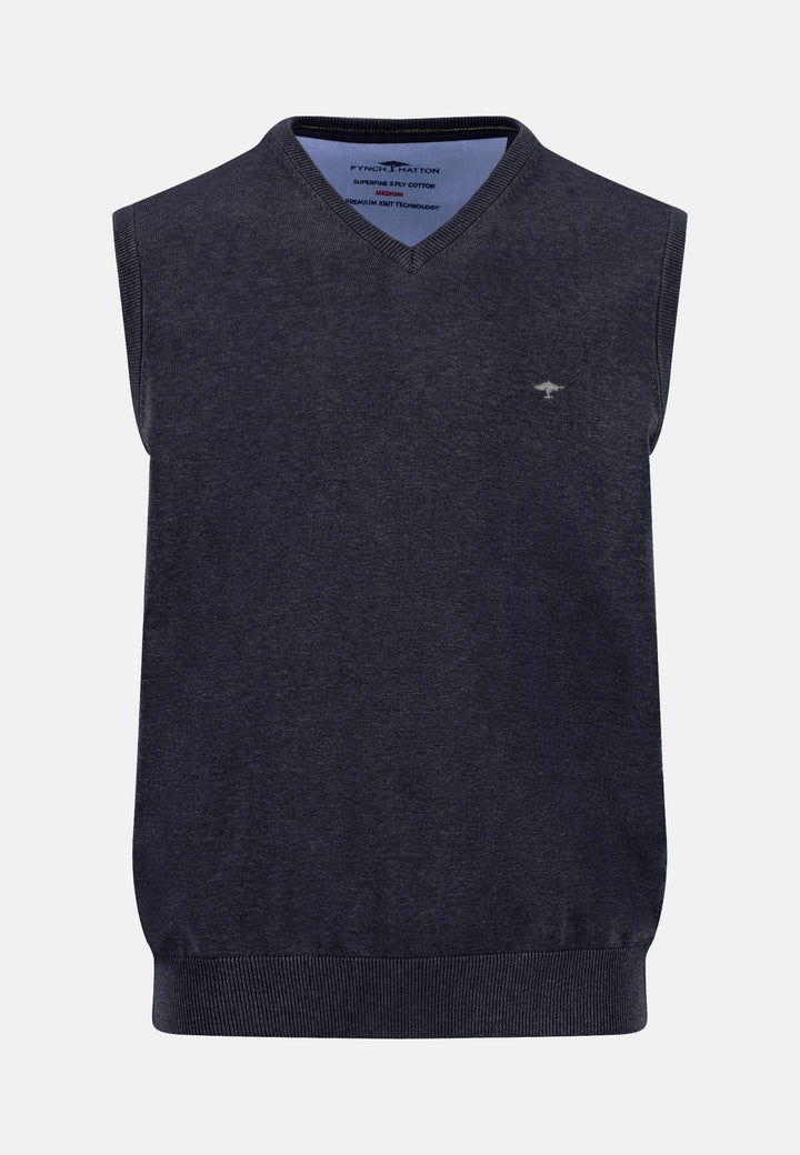 Fine Knit Cotton Vest Navy