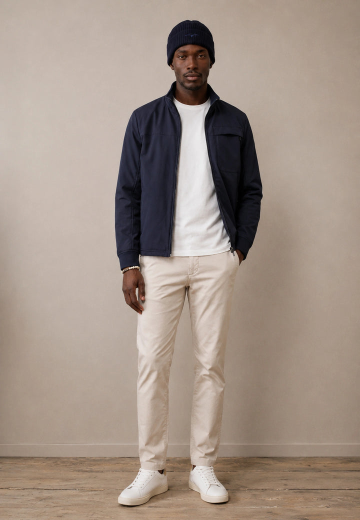 Hybrid Stand Collar Jacket Navy